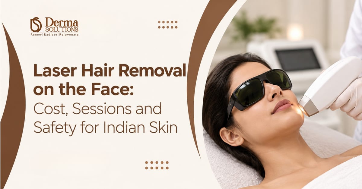 Laser hair removal on the face banner with the Derma Solutions logo