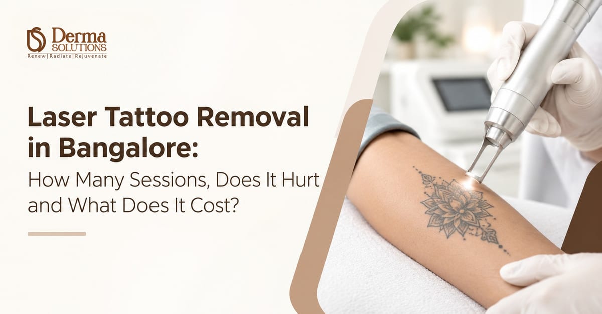 Laser tattoo removal in Bangalore banner with the Derma Solutions logo