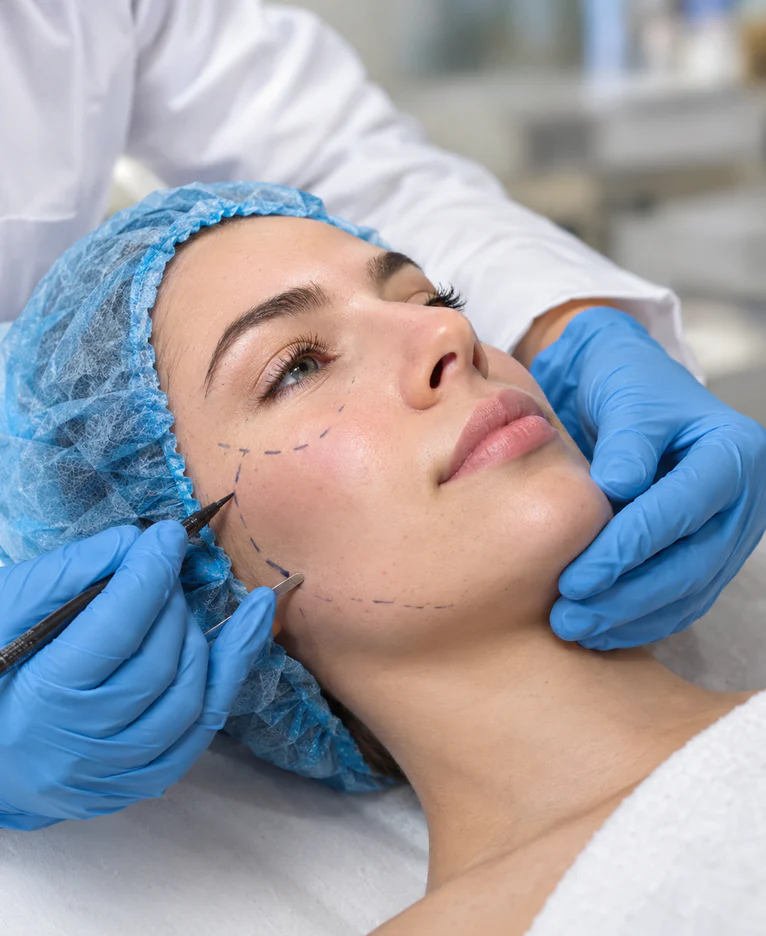 Clinician preparing a patient for a minor skin procedure