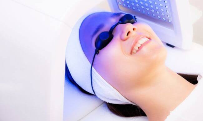 Patient receiving phototherapy