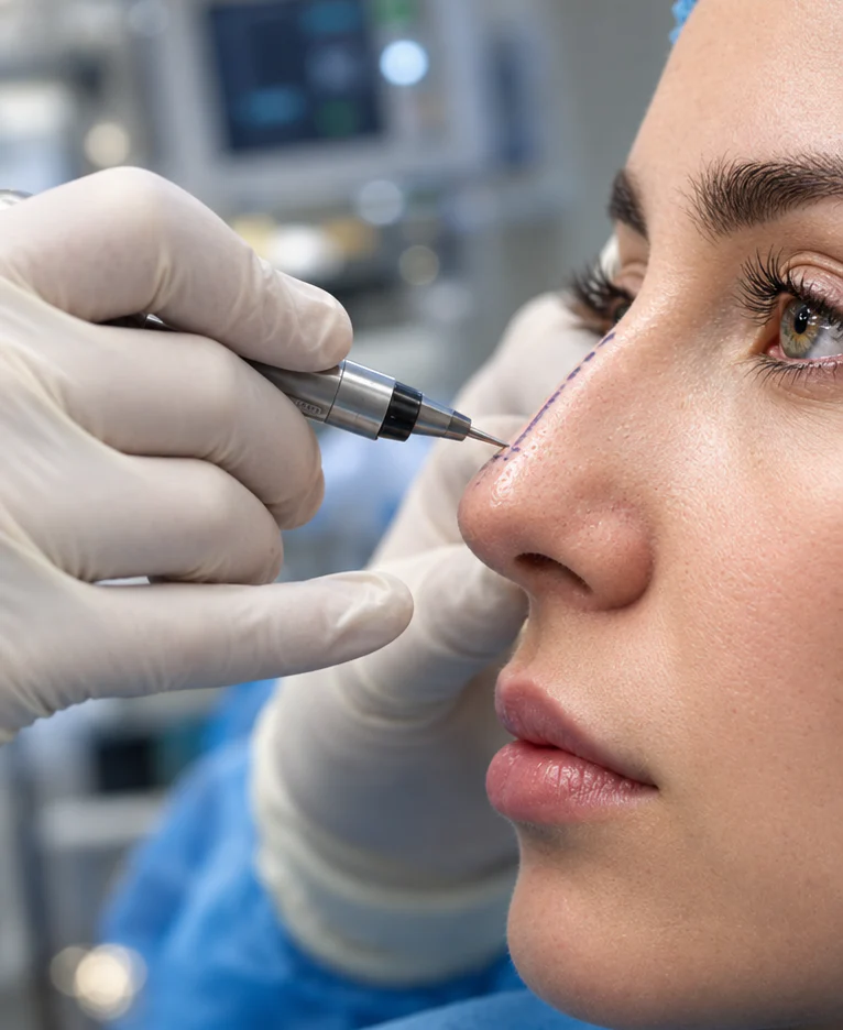 Clinician assessing a patient’s nose